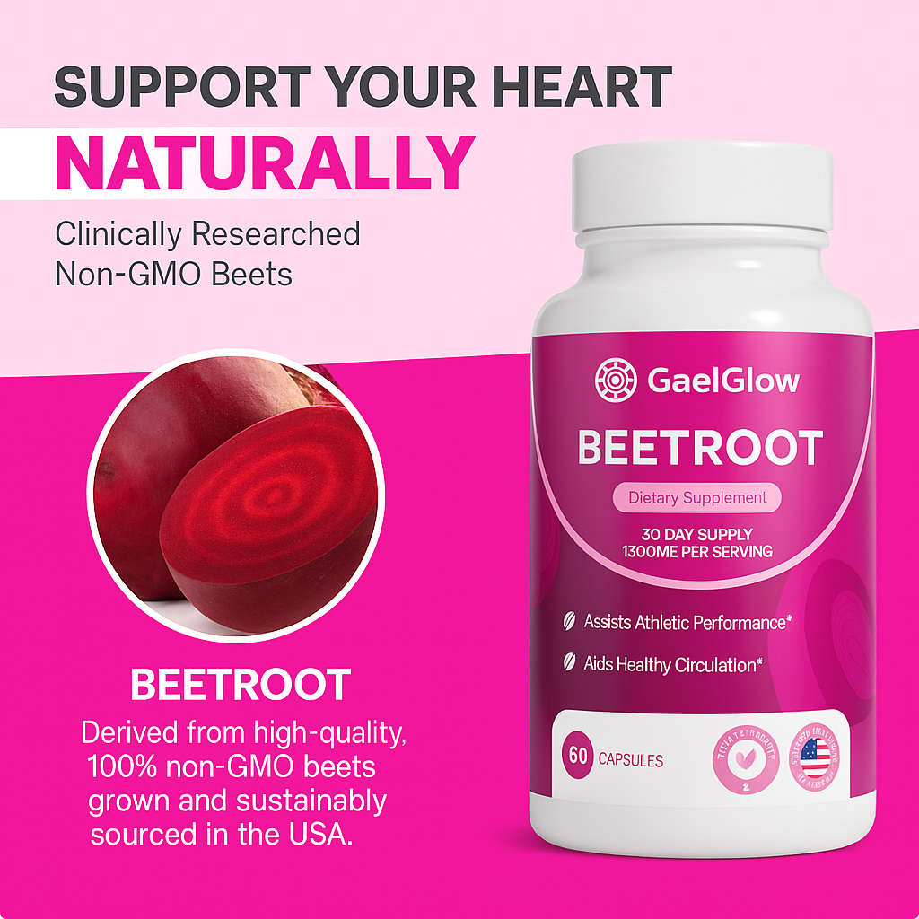 GaelGlow ®Organic Beetroot Capsules (1300mg)